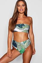 Boohoo Petite Freya Tropical Print High Leg Bikini