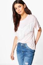 Boohoo Lexi Tassel Front T-shirt Nude