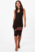 Boohoo Edith Oriental Embroidered Lace Midi Dress