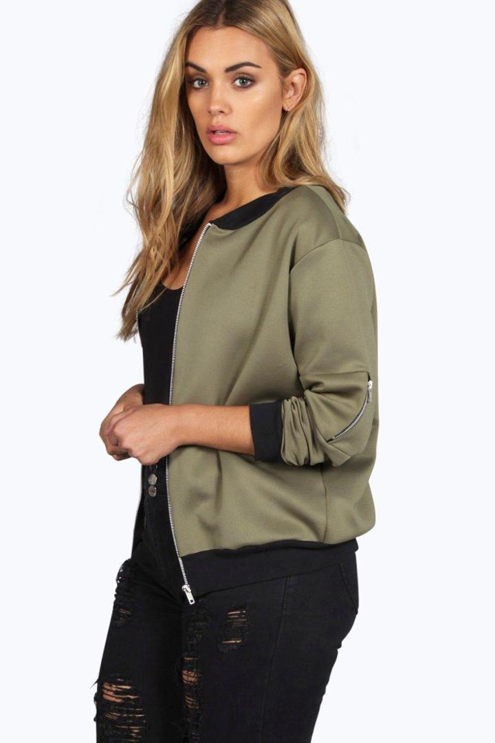 Boohoo Plus Amanda Ma1 Bomber Khaki