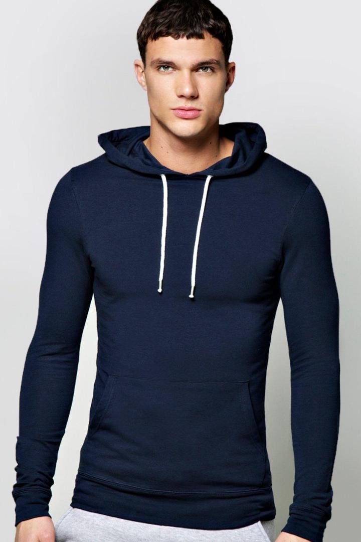 Boohoo Muscle Fit Hoodie Navy