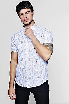 Boohoo Short Sleeve Cactus Print Shirt