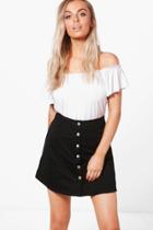 Boohoo Hattie Button Front Ponte A Line Skirt Black