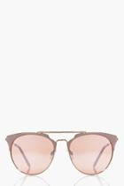 Boohoo Eleanor Mirrored Lense Bar Aviator Sunglasses Pink