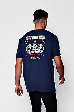 Boohoo Oversized Man International Print T-shirt