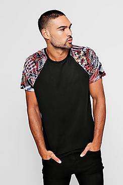 Boohoo Velour Aztec Raglan T-shirt