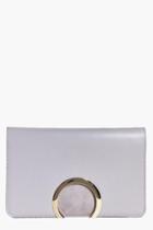 Boohoo Emily Suedette Circle Cut Detail Clutch Grey