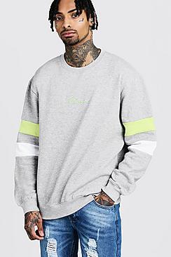 Boohoo Man Signature Loose Fit Contrast Panel Sweater