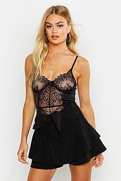 Boohoo Tie Front Ruffle Skort