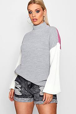 Boohoo Plus Olivia Oversized Colour Block Jumper