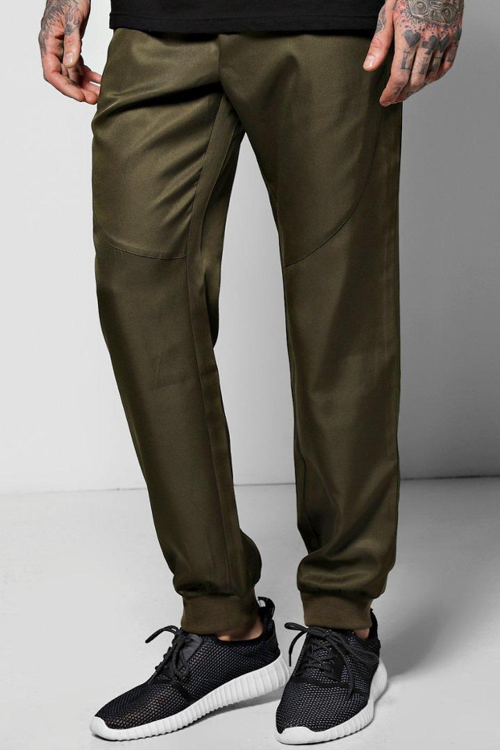Boohoo Smart Cuff Woven Joggers With Zip Pockets Sage
