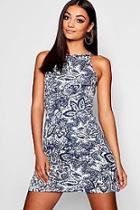 Boohoo Tall 90's Neck Floral Bodycon Mini Dress