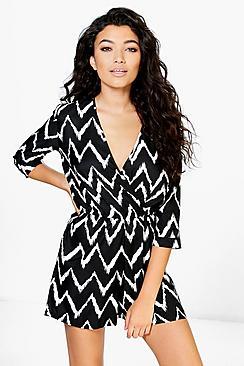 Boohoo Wendy Wrap Front Playsuit