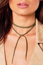 Boohoo Honey Charm Detail Wrap Around Choker Khaki