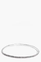 Boohoo Isabel Diamante Glass Stone Dainty Anklet Silver