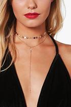 Boohoo Kate Coin Choker And Plunge Necklace Set