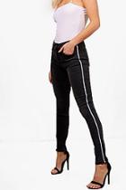 Boohoo Michelle High Rise Sport Stripe Skinny Jeans