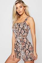 Boohoo Snake Print Utility Cargo Pocket Playsuit