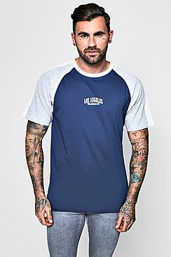 Boohoo Colour Block Raglan T-shirt With Print
