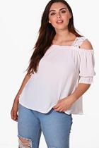 Boohoo Plus Kate Off The Shoulder Lace Insert Top