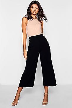 Boohoo Gold Button Wide Leg Culottes