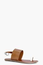 Boohoo Zoe Leather Contrast Toe Ring Sandal White