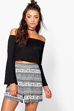 Boohoo Tall Gaila Ethnic Print Oversized Flippy Shorts