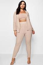 Boohoo Plus Annie Pastel Stripe Blazer & Tailored Trouser