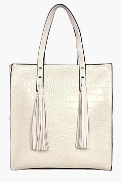 Boohoo Robyn Mock Croc Shopper Day Bag
