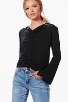 Boohoo Georgia Ruched Front Knitted Top