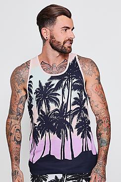 Boohoo Palm Printed Vest Co-ord