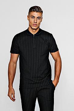 Boohoo Pinstripe Smart Polo
