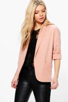 Boohoo Mia Relaxed Pocket Blazer With Wide Cuff Nude
