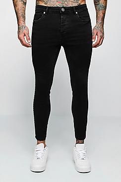 Boohoo Skinny Fit Jeans With Checkerboard Tape