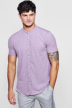 Boohoo Short Sleeve Jersey Pique Grandad Shirt