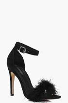 Boohoo Lois Two Part Feather Trim Sandal