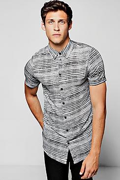 Boohoo Black Grain Stripe Short Sleeve Shirt