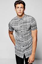 Boohoo Black Grain Stripe Short Sleeve Shirt