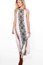 Boohoo Petite Georgia Column Halter Maxi Dress Multi