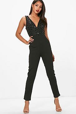 Boohoo Adira Sequin Jumpsuit