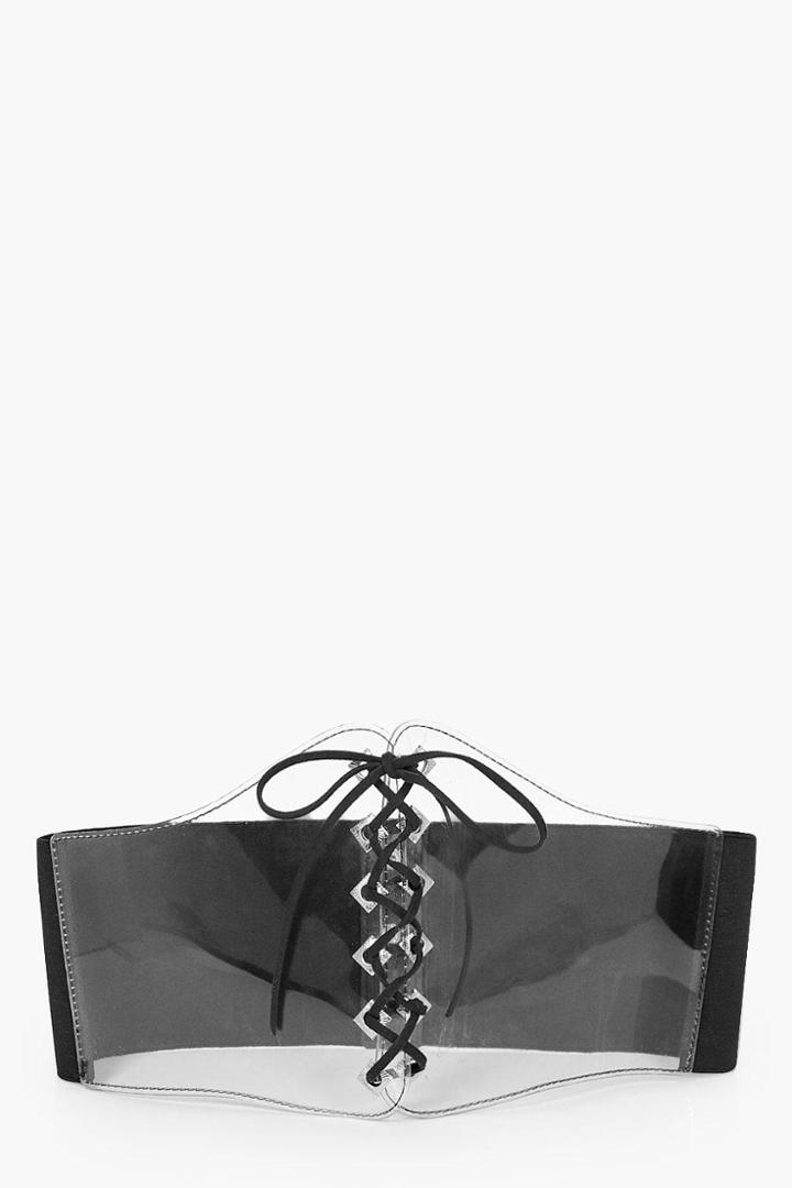Boohoo Leah Perspex Corset Belt Black