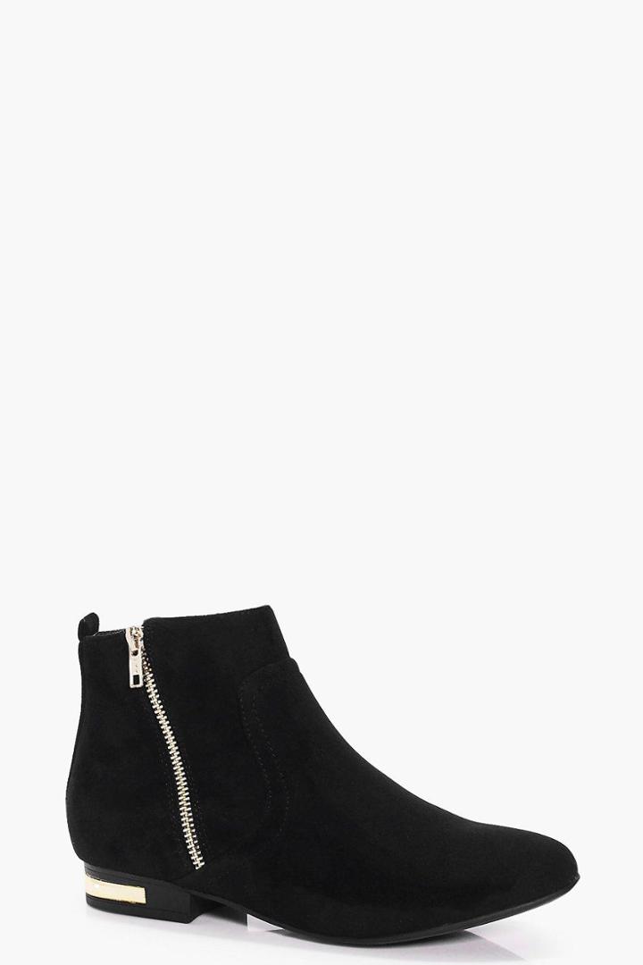 Boohoo Olivia Zip Detail Chelsea Boot Black