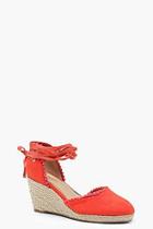 Boohoo Wide Fit Pom Trim Mid Heel Wedges