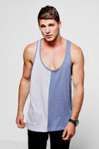 Boohoo Longline Half & Half Racer Tank Top Blue