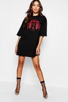 Boohoo Tiger Symbol 3/4 Sleeve Oversized T-shirt Dress