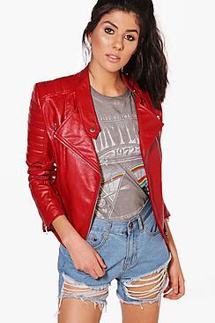 Boohoo Erin Quilted Sleeve Biker Jacket