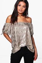 Boohoo Charlotte Metallic Zig Zag Top