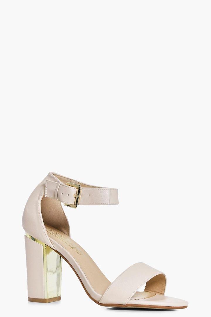 Boohoo Evie Block Heel Two Part Sandal Nude