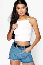 Boohoo Charlotte Spaghetti Strap Crop Top White