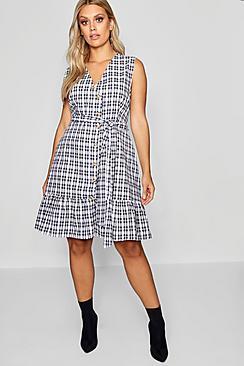 Boohoo Plus Check Wrap Dress